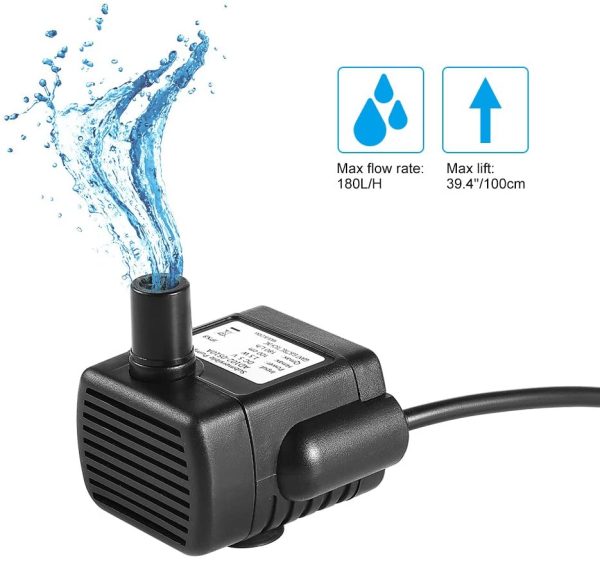 Mini Fountain Pump Compact Submersible Pumps Efficient Water Pump for Small Pond, Fish Tank, Long Cord, 180L/H, Black ?? - Image 7