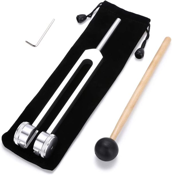 Tuning Fork WorthPlanet 128Hz Aluminum Alloy Tuning Fork Instrument with Percussion Hammer Chakra Hammer Ball Diagnostic Ear Tuning Fork for Healing Sound Therapy W150003 - Image 4