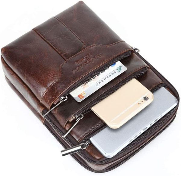 Leather Shoulder Messenger Bag for Men Travel Business - Image 5