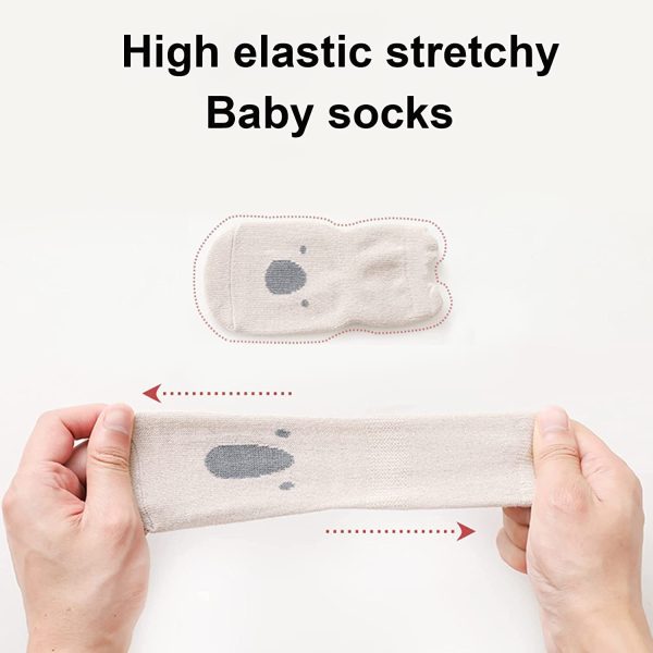 CHOUYOUAGAIN Unisex Baby Non Slip Grip Socks, Soft Children Floor Socks Toddler Knee High Anti Skid Crew Slipper Crawling Socks Newborn Cartoon Socks for 0-1 Year Old Girls Boys Kids - Image 3