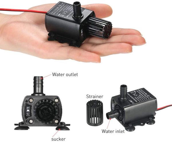 Decdeal Submersible Water Pump with Flow Adjustment Function and USB Interface, DC 5V 4.8W 300L/H Lift 300cm - Image 9