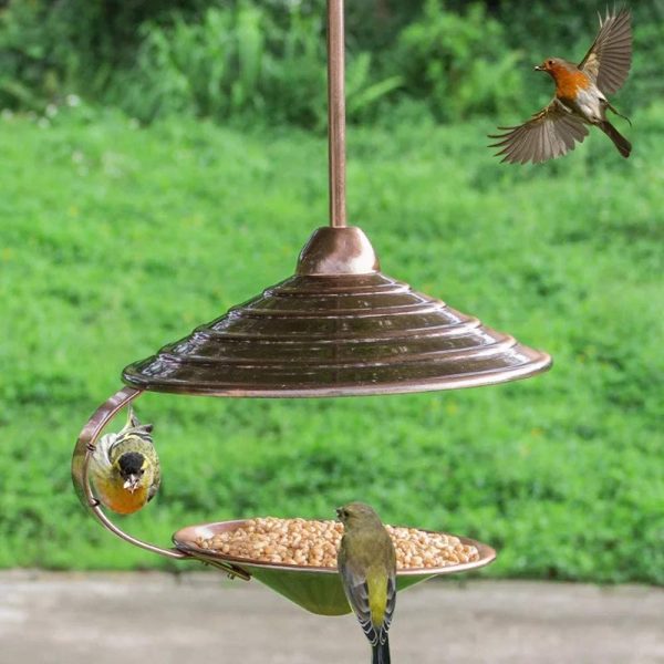 D.YAO Outdoor Hanging Wild Bird Feeder,Metal Hopper Bird Feeder for Garden Yard Outside Decoration.Copper Surface Treatment. - Image 4