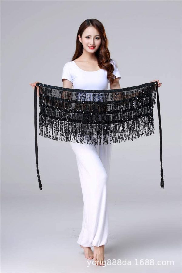 Women's Sequin Tassel Skirts Rave Fringe Hip Scarf for Festival - Image 2