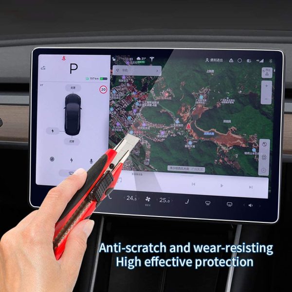 SUMK Model 3/Y Tempered Glass Screen Protector Model 3 Model Y 15" Center Control Touchscreen Car Navigation Touch Screen Protector Tempered Glass 9H Anti-Scratch and Shock Resistant for Model 3 Screen Protector Upgrade - Image 7