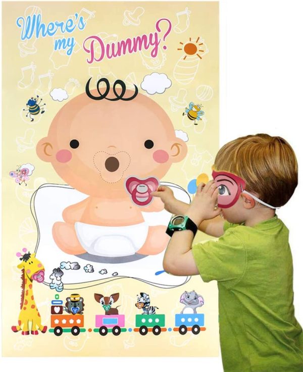 Pin The Pacifier on The Baby Game, Baby Shower Party Poster Favors Supplies for Baby Shower Party Birthday Party, Pin The Dummy on The Baby Game - with 24Pcs Pacifier Stickers - Image 6