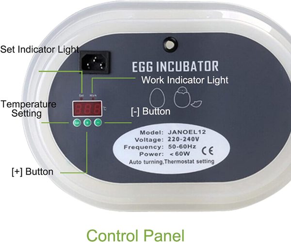 Egg Incubator Automatic 12 Eggs Incubator Auto Turner Intelligent with Temperature Control and Digital Display for Chickens Ducks Goose Birds - Image 6