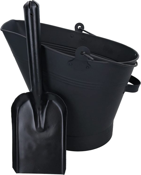 Fireplace Waterloo Style Scuttle Wide Mouth Bucket + 5" Wide Coal Hand Shovel - Image 2