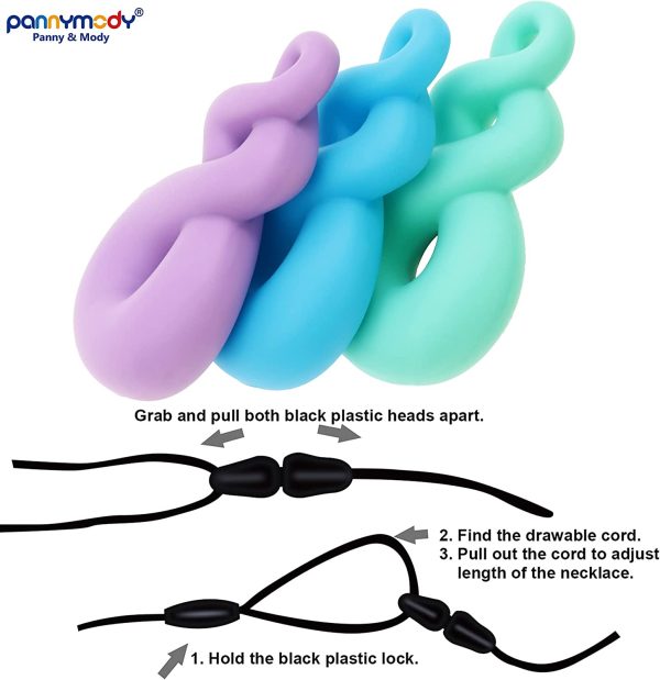 Panny & Mody Sensory Chew Necklace for Kids Boys Girls(3 Pack) ?C Maori Twist Pendant Chewy Teething Necklaces for Kids ADHD Autistic Autism Biting Needs(Blue/Green/Purple) - Image 4