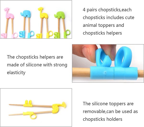 Training Chopsticks, 4 Pairs Kids Children Chopsticks Reusable Bamboo Easy to Use Chopsticks Helper Learner Chopsticks Right or Left Handed for Beginners Kids and Adults - Image 9