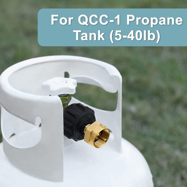 SHINESTAR Propane Refill Adapter LP Gas 1 LB Cylinder Tank Coupler Universal for QCC1/Type1 Propane Tank and 1 Pound Tank Throwaway Disposable Bottle-Solid Brass