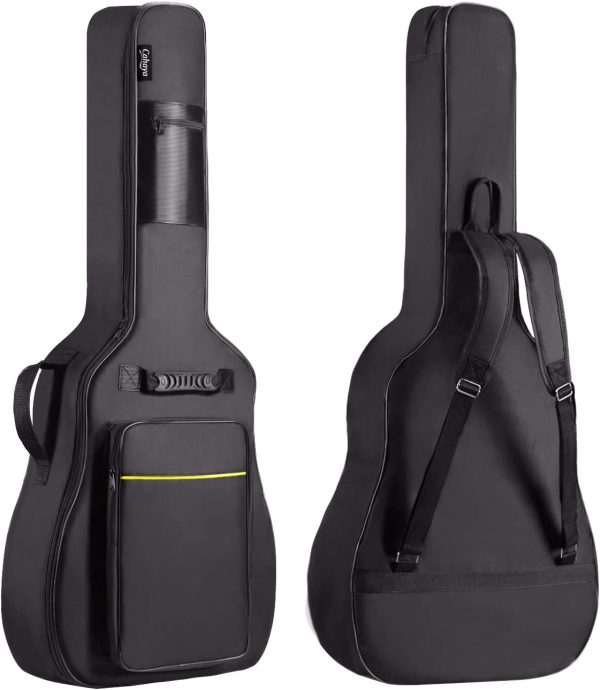 CAHAYA 41 Inch Acoustic Guitar Bag 0.35 Inch Thick Padding Waterproof Dual Adjustable Shoulder Strap Guitar Case Gig Bag with Back Hanger Loop, Black CY0152 - Image 5