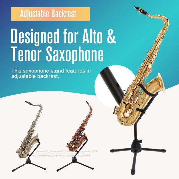 Saxophone Stand Foldable Alto/Tenor Sax Stand Portable Saxophone Bracket Adjustable Sax Holder Support Metal Triangle Base Design - Image 4