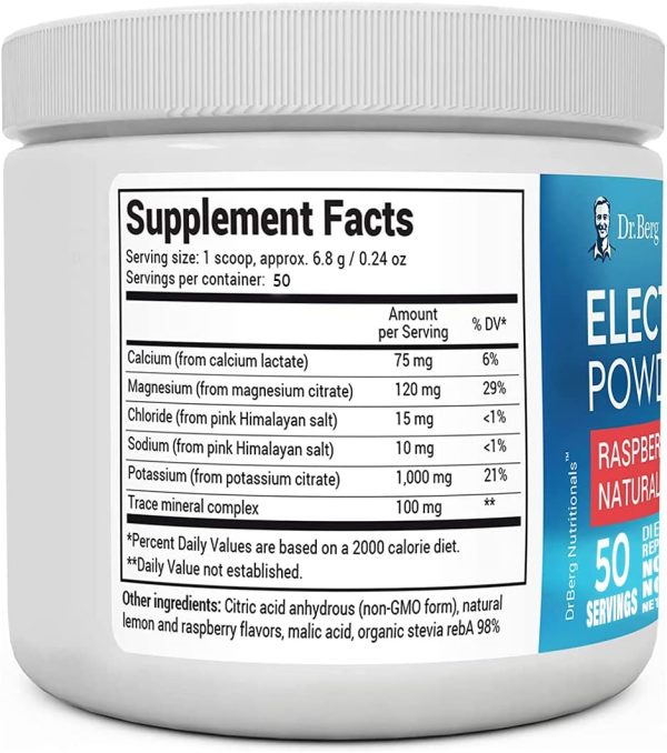 Dr. Berg's Original Electrolyte Powder - Hydration Drink Mix Supplement - Boosts Energy & Keto-Friendly - NO Maltodextrin & Sugar-Free - No Ingredients from China - Raspberry Lemon Flavor 45 Servings - Image 6