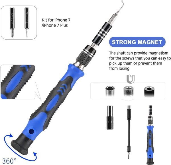 Screwdriver Set 115 in 1, Multi-function Magnetic Computer Repair Tool Kit Compatible with iPhone, iPad, Laptop, Watch, Macbook, Xbox, Cellphone, PC and Game Console (Blue) - Image 3