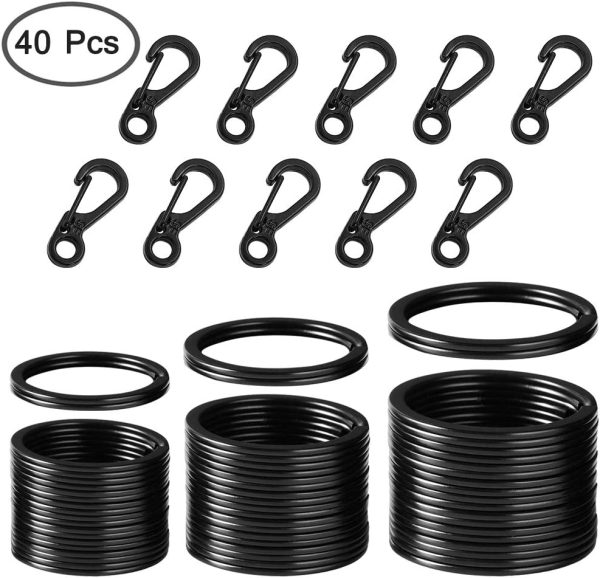 SENHAI 30Pcs Metal Flat Key Rings, 3 Sizes, 10Pcs Mini SF Carabiners Spring Snap Clasps for Climbing Camping Survival Backpack Bottle Hooks - - Image 6