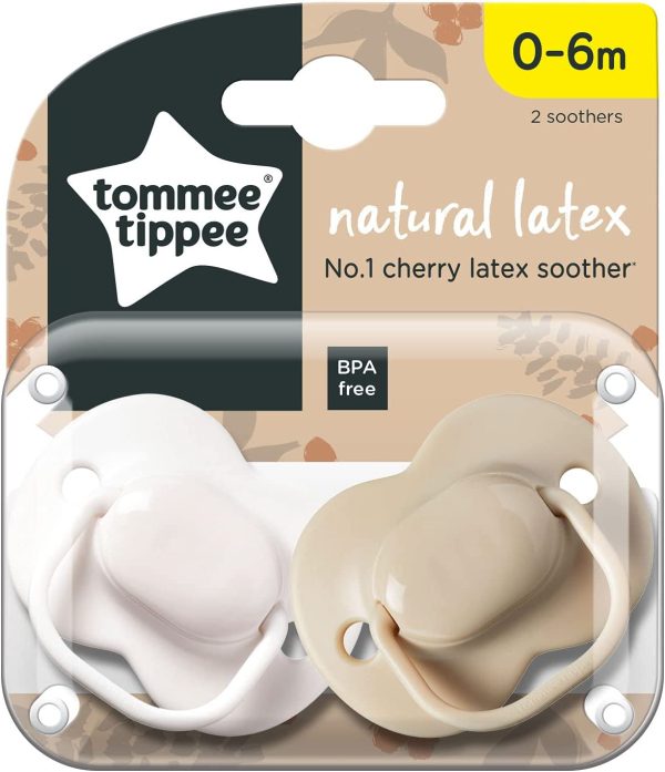 Tommee Tippee Natural Latex Cherry Soothers, Symmetrical Design, BPA-Free, 0-6m, White and Beige, Pack of 2 Dummies - Image 8