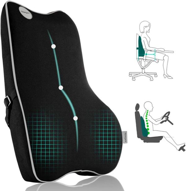 Lumbar Support Pillow,Pure Memory Foam Back Cushion Orthopedic Backrest with Breathable 3D Mesh for Car Seat,Office Chair,Computer Chair,Wheelchair and Recliner.Ergonomic Design for Back Pain Relief - Image 5