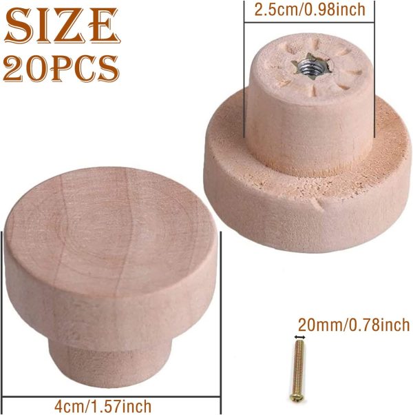 Cabinet Furniture Drawer Knobs Round Wood Drawer Handles Drawer Pull Cabinet Knob 35mmx25mm Pack of 20