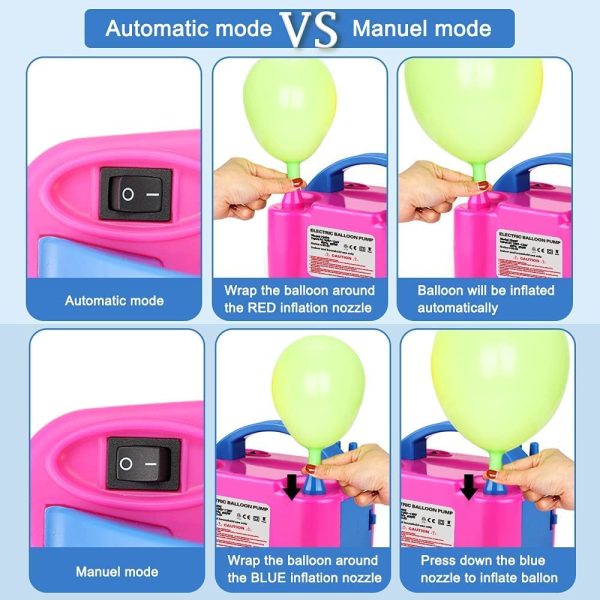 Befol Electric Balloon Pump, Dual-Nozzle Portable Balloons Air Pump for Balloon Arch, Balloon Garland, Party Decorations, Kids Birthday, Baby Shower, Party Supplies & Decor - Image 4