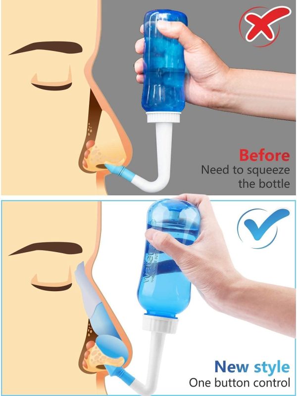 Darate Neti Pot Sinus Rinse Bottle 300 ML, Nose Wash Cleaner Pressure Rinse Nasal Irrigation for Adult & Kid BPA Free with Sticker Thermometer (300ml Bottle) - Image 7