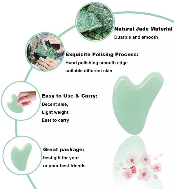 Ditind Gua Sha Tool, Jade Stone Guasha Massage Scraping, Guasha Board for Facial and Body Skin Massage. Gua Sha Tool for Toxins/Prevents Wrinkles for Spa Acupuncture Therapy Trigger Point Treatment.