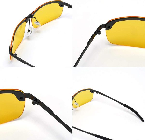 Driving Glasses for Men Women, Safety Day Night Driving Glasses, Polarized Motorcycle Clear Vision Glasses - Fit for Driving Cycling Risk Reducing Anti-Glare UV400 Protection (Night Vision Lens) - Image 4