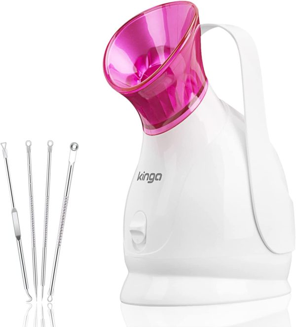 Facial Steamer-KINGA Face Steamer Hot Mist Steam Nano Ionic Home Facial Sauna Spa Skin Deep Moisturizing Opening Facial Pores Deep Cleansing AU Adapter Included