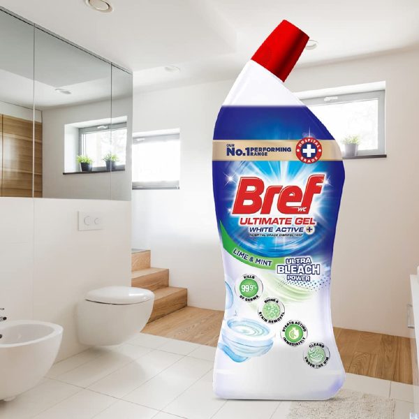 Bref Ultimate Gel White Active+ Ultra Bleach Power, Hospital grade disinfectant Toilet Cleaner gel, 450m(packaging may vary) - Image 6