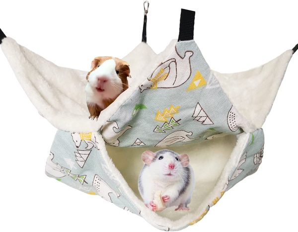 LEFTSTARER Pet Small Animal Hanging Hammock Ferret Bunkbed Hammock Cage Toy for Hamster Rat Sugar Glider Parrot Guinea Pig Hideout Play Sleep (Polar Bear) - Image 3