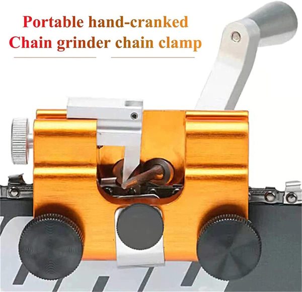 Chainsaw Chain Sharpening Jig Metal Hand-Crank Fast Chainsaw Sharpener Kit Portable Handheld Precision Chain Saw Sharpener Kit for Most Chain Saws and Electric Saws(A)