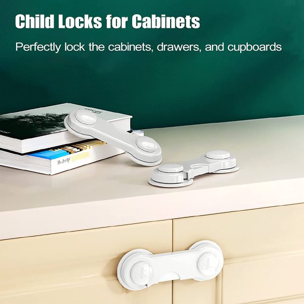 SIPRDE Cabinet Locks for Baby Proofing 5 Pack - Child Proof Cabinet Latches for Kitchen System with Strong Adhesive Tape (White) - Image 5