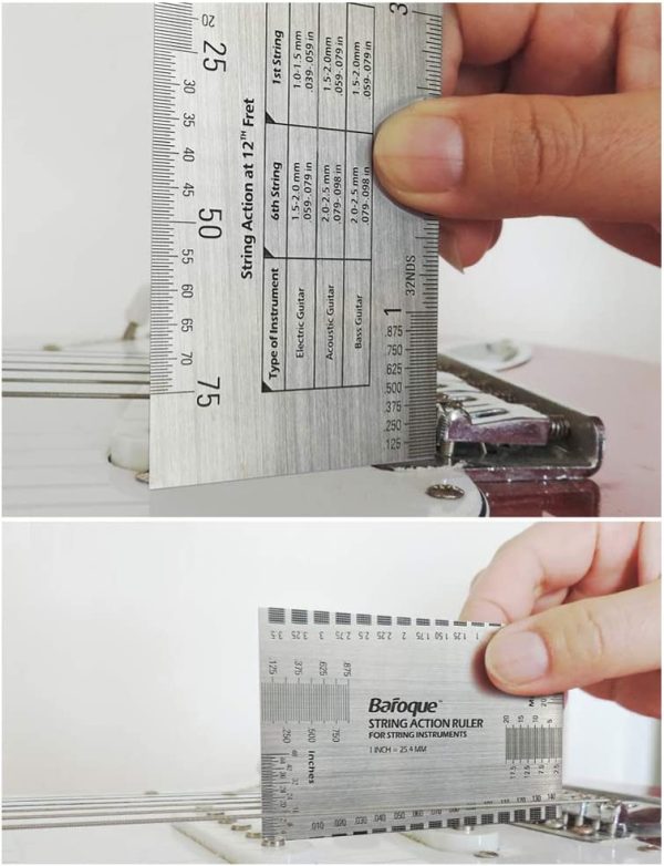 Double Sided Multi Function String Action Ruler Gauge Tool Both Metric & Imperial,Guitar Measuring Ruler,Luthier Tool for Electric, Acoustic & Bass Guitars - Image 2