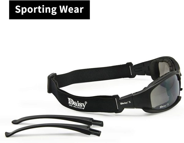 Transition Polarized Daisy One X7 Army Sunglasses, Military Goggles 4 Lens Kit Tactical Goggles