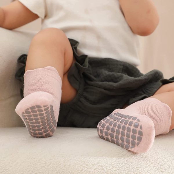 CHOUYOUAGAIN Unisex Baby Non Slip Grip Socks, Soft Children Floor Socks Toddler Knee High Anti Skid Crew Slipper Crawling Socks Newborn Cartoon Socks for 0-1 Year Old Girls Boys Kids - Image 2