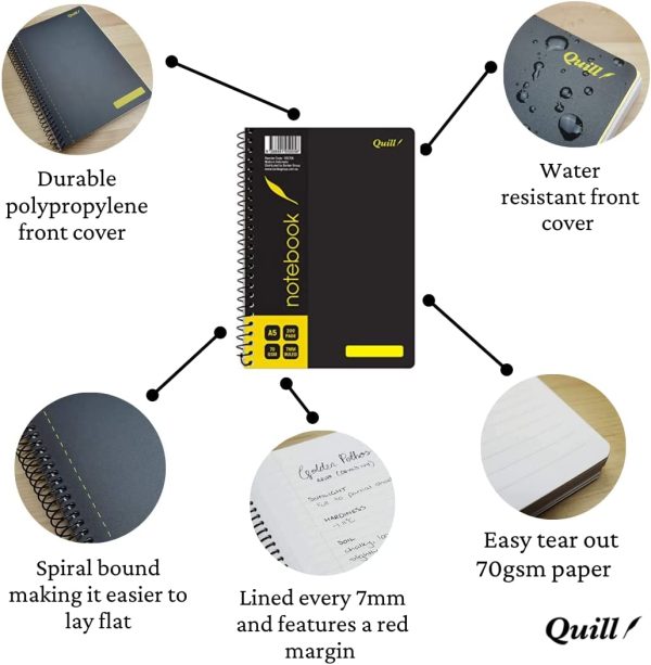 Quill, Q Series, Notebook, 70gsm, PP, A5, 200 Pages, Black - Image 2