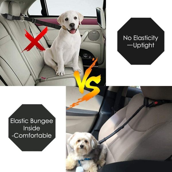 2 Pack Pet Car Seatbelt Dog Seatbelt Headrest Restraint Puppy Safety Adjustable Seat Belt with Elastic Bungee and Reflective Stripe - Image 6