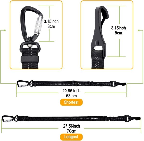 SlowTon Dog Car Seat Belt, Pet Seatbelt Clip Tether Puppy Safety Latch Bar Attachment Harness Leash Small Medium Large Dogs Adjustable Restraint Lockable Swivel Carabiner for Doggie Travel