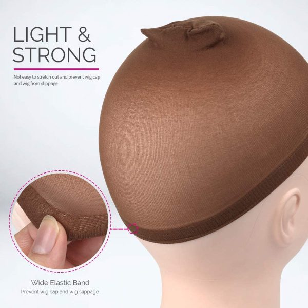 FANDAMEI 4 pieces Dark Brown Stocking Wig Caps Stretchy Nylon Wig Caps for Women - Image 5