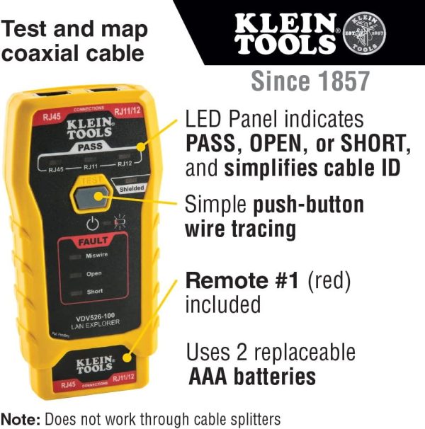 Klein Tools Coax Explorer 2 Tester with Batteries and Red Remote - Image 4