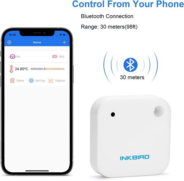 INKBIRD IBS-TH2 Bluetooth Smart Sensor Data Logger Cold-Resistant Thermometer Splash-proof Temperature Monitor with Alert, Calibration, Data Storage, Graph, Support iOS&Android, Ideal for Food Storage, Brewing, Reptiles Instrument - Image 6