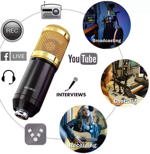 Podcast Equipment Bundle,  BM-800 Mic Kit with Live Sound Card, Adjustable Mic Suspension Scissor Arm, for Recording YouTube LiveMe Facebook Live Periscope Broadcasting - Image 2