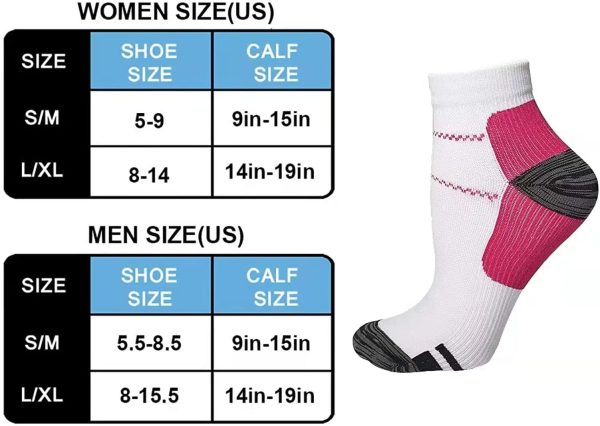 Compression Socks Plantar Fasciitis Sock for Women and Men, 8 Pairs Arch Support Low Cut Running Gym Sport Hiking Cycling Travel Nurses Compression Foot Socks - Image 4