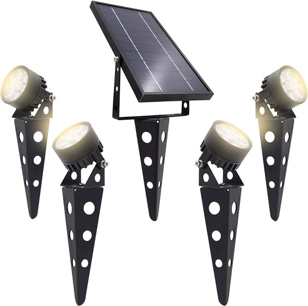 Legacy 50X 4PK Solar Outdoor Spotlight, Garden Landscape Yard Pathway Light, IP65 Waterproof, Warm White LED, Black Finish - Image 4