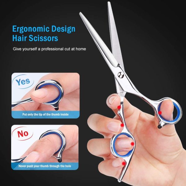 Professional Hair Cutting Scissors, YBLNTEK 9 PCS Barber Thinning Scissors Hairdressing Shears Stainless Steel Hair Cutting Shears Set with Cape Clips Comb for Barber Salon and Home - Image 8