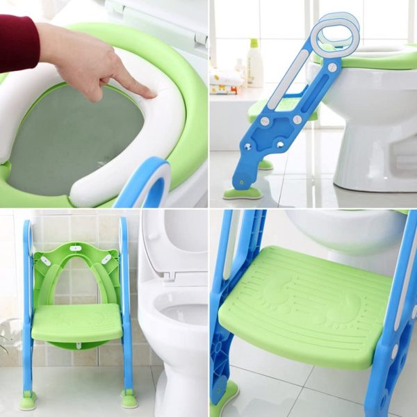 Potty Training Seat for Kids, FOME Toilet Seat for Potty Training Step Trainer Ladder Toilet Training Potty Seat Sturdy Comfortable Built in Non-Slip Steps Soft Pad for Baby Boys Girls - Image 4