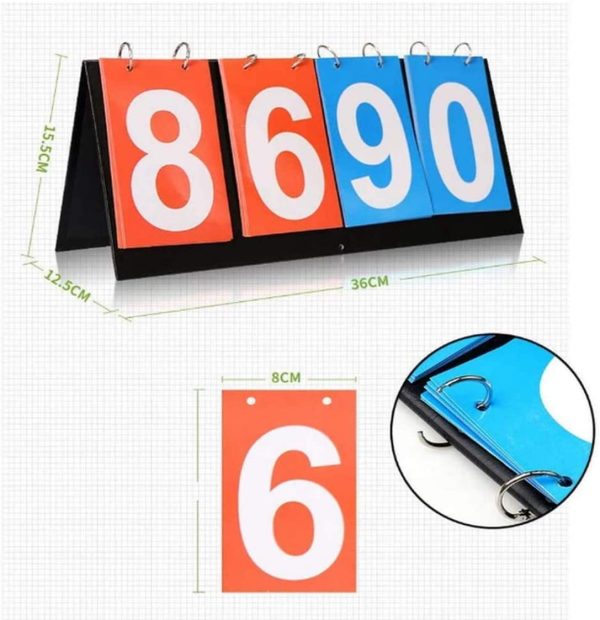 MMLOOK Table Top Scoreboard, Multi-Sports Score Flipper, (4 Number Cardboards) Portable Score Flip Scoreboard, Sport Score Keeper Black