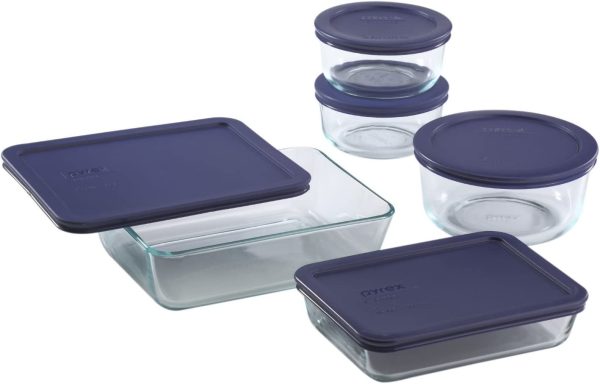 Simply Store Glass Food Containers With BPA Free Plastic Blue Lids (10-Piece Set) - Image 2