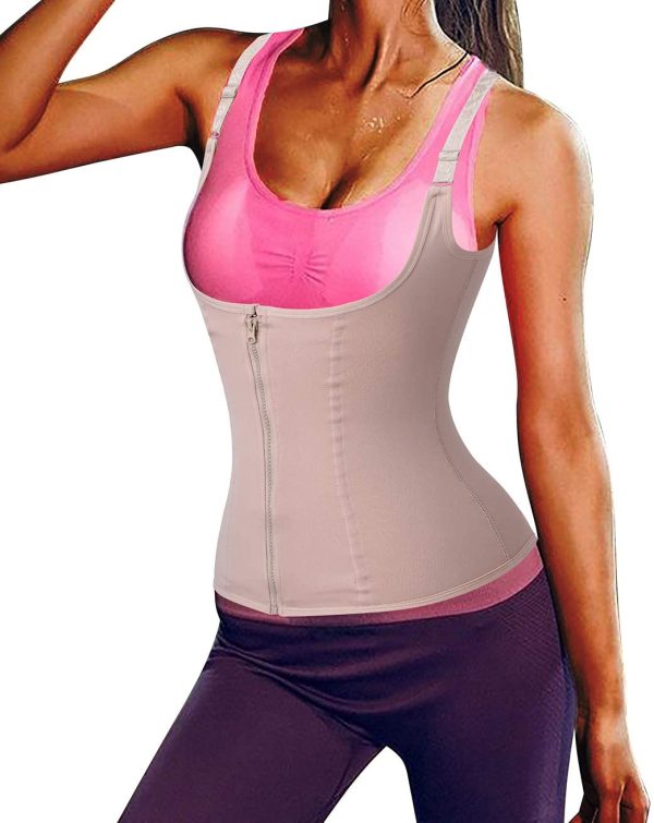 Junlan Women Waist Trainer Corset Zipper & Hook Body Shaper Workout Tank Tops Shapewear - Image 3