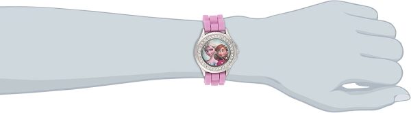 Disney Kids' FZN3554 Frozen Anna and Elsa Rhinestone-Accented Watch with Glittered Pink Band, Pink, Quartz Movement - Image 3