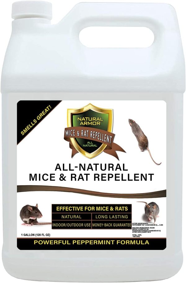 Mice & Rat Repellent. Peppermint Repellent for Mice/Mouse, Rats & Rodents. Natural Spray for Indoor & Outdoor Use. 128 OZ Gallon Refill Ready to Use